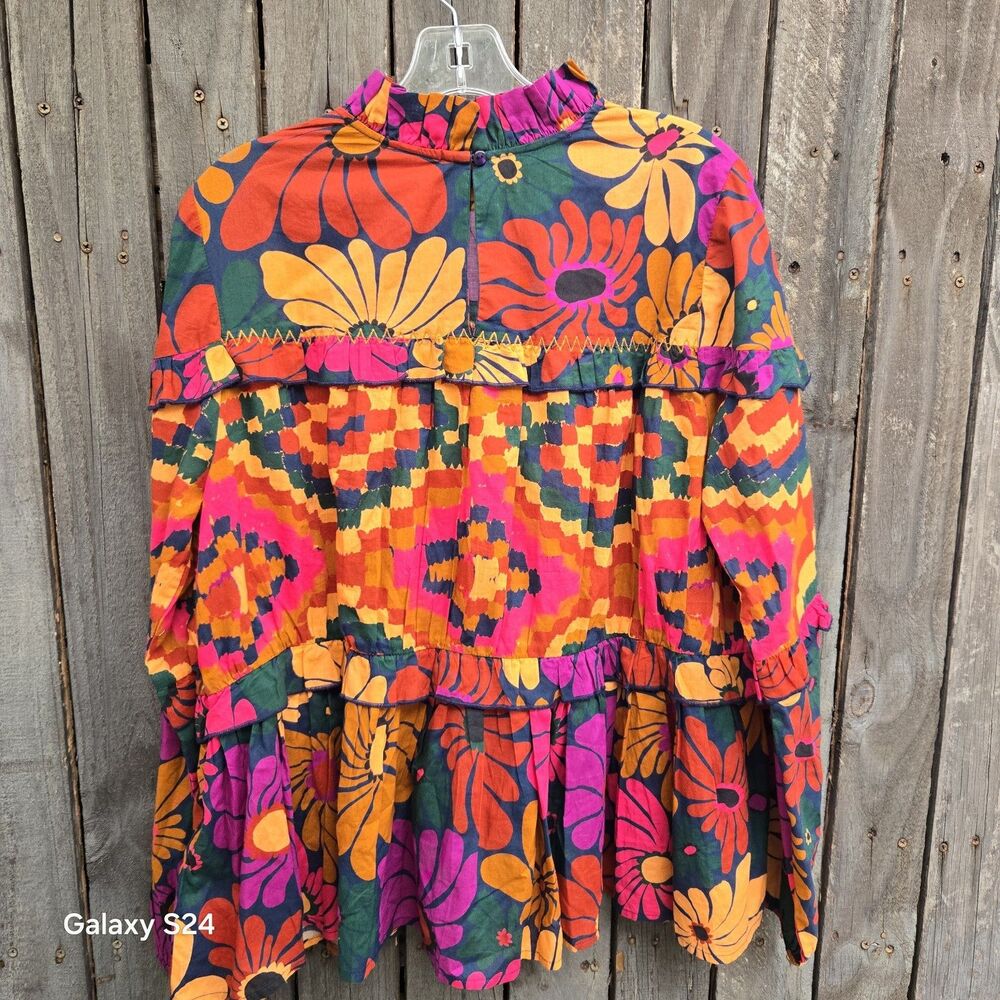 Farm Rio X Anthropologie Tiered Blouse SizeLarge - Picture 4 of 11